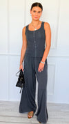 Triple Play 3 Pieces Italian Set- Dark Gray-210 Loungewear/Sets-Italianissimo-Coastal Bloom Boutique, find the trendiest versions of the popular styles and looks Located in Indialantic, FL