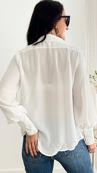 Oh Darling Sheer Long Sleeve Blouse-130 Long Sleeve Tops-HYFVE-Coastal Bloom Boutique, find the trendiest versions of the popular styles and looks Located in Indialantic, FL
