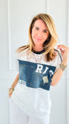 Nice Try Lace Patchwork Tee-110 Short Sleeve Tops-LA' ROS-Coastal Bloom Boutique, find the trendiest versions of the popular styles and looks Located in Indialantic, FL