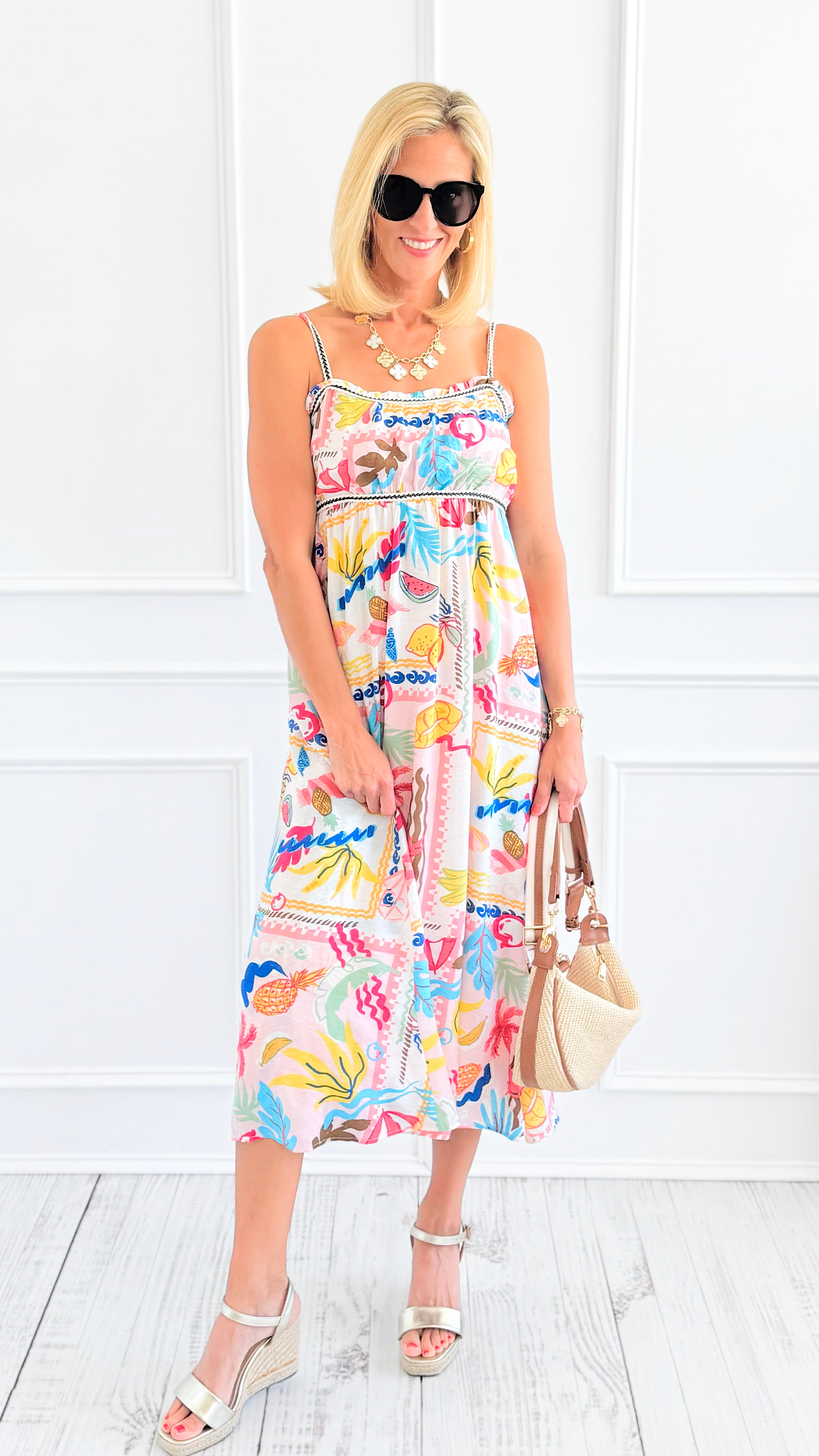 Sun-Drenched Patchwork Dress - Coral-200 Dresses/Jumpsuits/Rompers-Blu Pepper-Coastal Bloom Boutique, find the trendiest versions of the popular styles and looks Located in Indialantic, FL