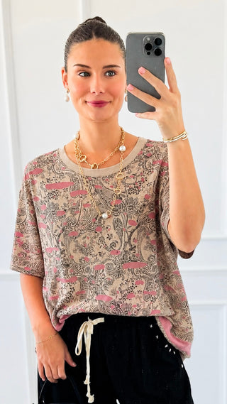 Paisley Print Oversized French Terry Sweatshirt