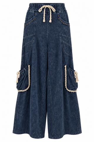 Studded Lace Trim Pants
