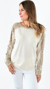 Knit Trim Contrast Sleeve Sweater-140 Sweaters-mystree-Coastal Bloom Boutique, find the trendiest versions of the popular styles and looks Located in Indialantic, FL