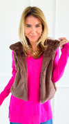 Winter Whisper Faux Fur Vest- Chocolate-160 Jackets-IRIS-Coastal Bloom Boutique, find the trendiest versions of the popular styles and looks Located in Indialantic, FL