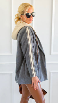 Remix Italian Hooded Blazer-Tweed-160 Jackets-TATTOO Z-Coastal Bloom Boutique, find the trendiest versions of the popular styles and looks Located in Indialantic, FL