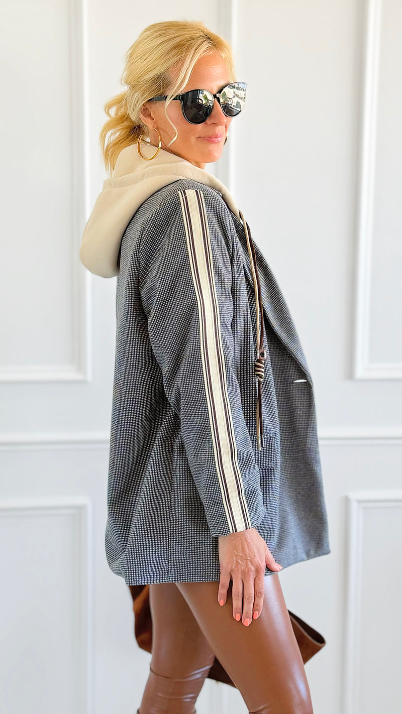 Remix Italian Hooded Blazer-Tweed-160 Jackets-TATTOO Z-Coastal Bloom Boutique, find the trendiest versions of the popular styles and looks Located in Indialantic, FL