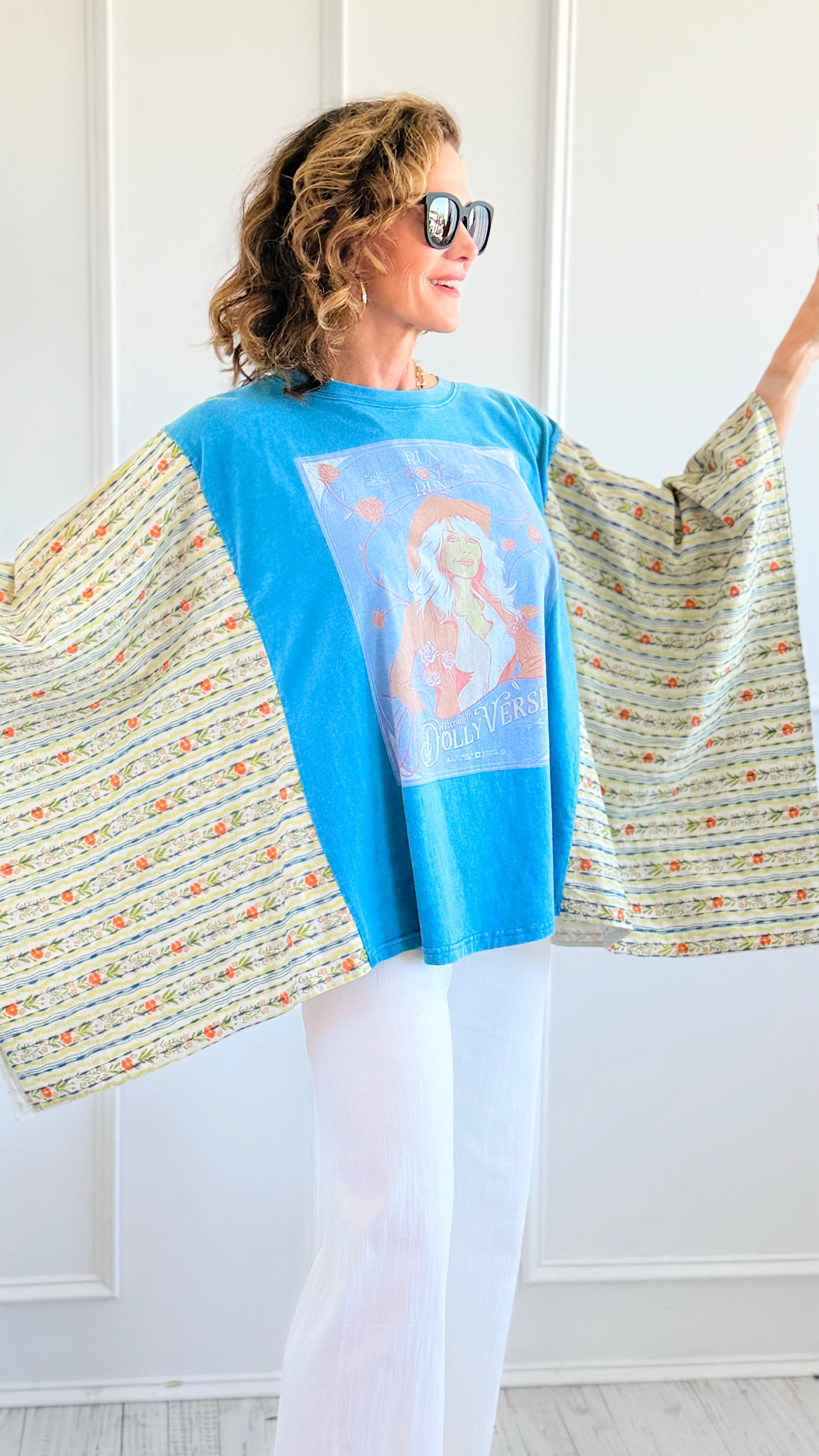 Dollyverse Kantha Poncho Top-150 Cardigan Layers-Blue Velvet-Coastal Bloom Boutique, find the trendiest versions of the popular styles and looks Located in Indialantic, FL