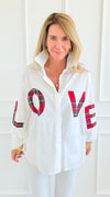 Tartan Love Italian Blouse-110 Long Sleeve Tops-TATTOO Z-Coastal Bloom Boutique, find the trendiest versions of the popular styles and looks Located in Indialantic, FL