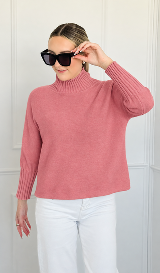 Break Free Long Sleeve Italian Sweater Top - Peach
