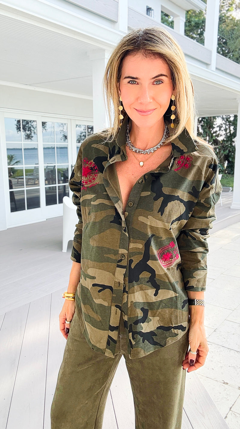 Rebel Bloom Embroidered Shirt-110 Long Sleeve Tops-Taelynn-Coastal Bloom Boutique, find the trendiest versions of the popular styles and looks Located in Indialantic, FL