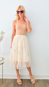Blooms Tulle Skirt - Beige-170 Bottoms-CBALY-Coastal Bloom Boutique, find the trendiest versions of the popular styles and looks Located in Indialantic, FL