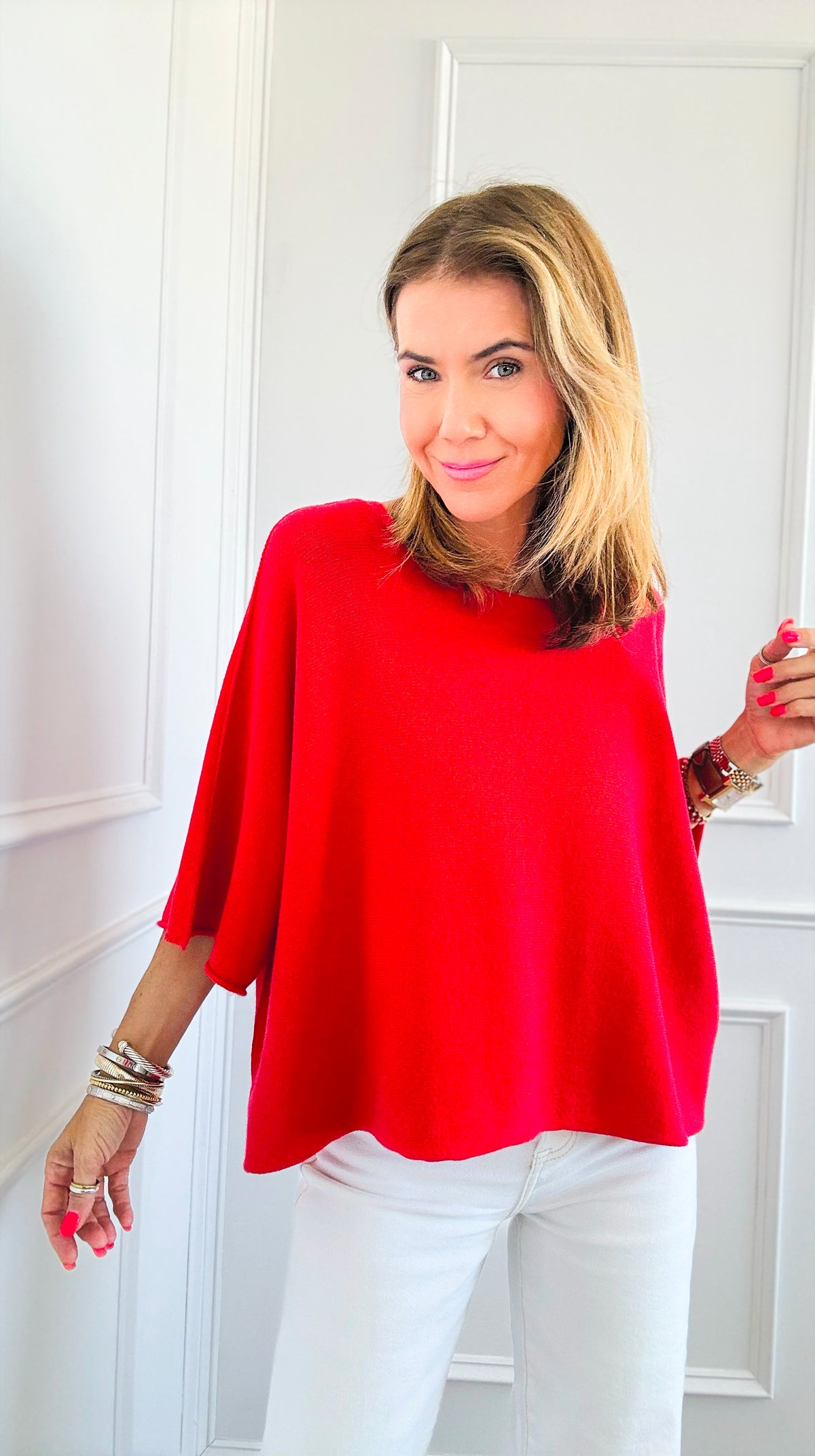 Winter in Amalfi Italian Top - Red-140 Sweaters-Italianissimo-Coastal Bloom Boutique, find the trendiest versions of the popular styles and looks Located in Indialantic, FL
