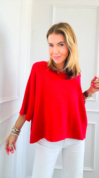 Winter in Amalfi Italian Top - Red-140 Sweaters-Italianissimo-Coastal Bloom Boutique, find the trendiest versions of the popular styles and looks Located in Indialantic, FL