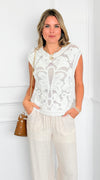 Trophy Season Crochet Top- Off White-110 Short Sleeve Tops-POL-Coastal Bloom Boutique, find the trendiest versions of the popular styles and looks Located in Indialantic, FL