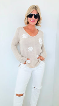 Seashore Shell Knit Sweater-140 Sweaters-Miracle-Coastal Bloom Boutique, find the trendiest versions of the popular styles and looks Located in Indialantic, FL