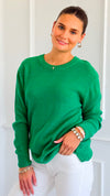 Round Neck Basic Sweater - K GREEN-140 Sweaters-Zenana-Coastal Bloom Boutique, find the trendiest versions of the popular styles and looks Located in Indialantic, FL