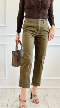 Chino Breeze Trousers - Olive-170 Bottoms-Active Basic-Coastal Bloom Boutique, find the trendiest versions of the popular styles and looks Located in Indialantic, FL