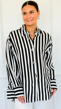 Empire Stripes Italian Blouse-110 Long Sleeve Tops-TATTOO Z-Coastal Bloom Boutique, find the trendiest versions of the popular styles and looks Located in Indialantic, FL