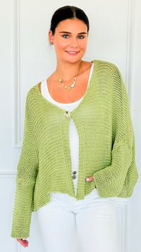 Coastal Breeze Knit Italian Cardigan - Pistachio-150 Cardigans/Layers-Italianissimo/TOSCANA-Coastal Bloom Boutique, find the trendiest versions of the popular styles and looks Located in Indialantic, FL