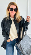 Ember Etch Italian Faux Leather Top-110 Long Sleeve Tops-TATTOO Z-Coastal Bloom Boutique, find the trendiest versions of the popular styles and looks Located in Indialantic, FL
