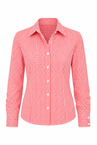 Gingham Button Top - Red