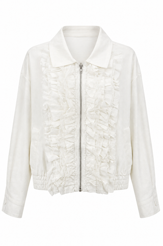 Ruffle Front Zip Jacket