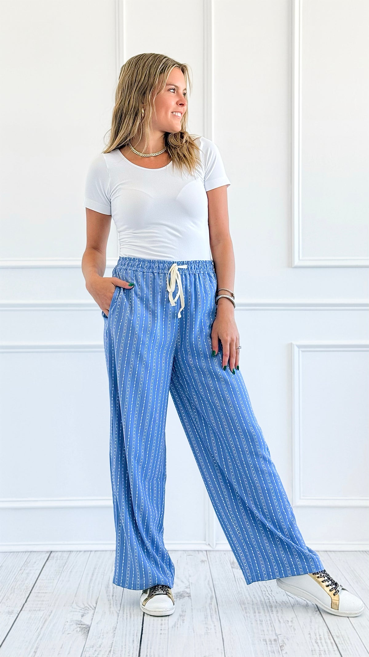 Striped Relaxed Wide-Leg Pants-210 Loungewear/Sets-LA MIEL-Coastal Bloom Boutique, find the trendiest versions of the popular styles and looks Located in Indialantic, FL