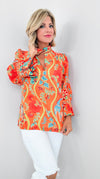 Savannah Dreamscape Blouse-130 Long Sleeve Tops-Gretchen Scott-Coastal Bloom Boutique, find the trendiest versions of the popular styles and looks Located in Indialantic, FL