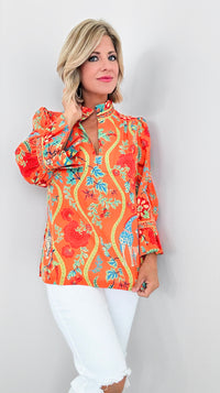 Savannah Dreamscape Blouse-130 Long Sleeve Tops-Gretchen Scott-Coastal Bloom Boutique, find the trendiest versions of the popular styles and looks Located in Indialantic, FL