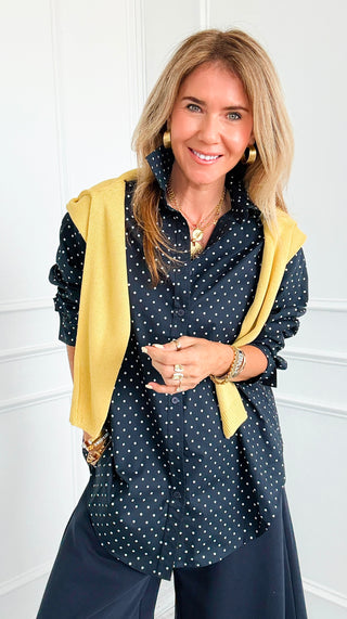 Polka Dot Button-Up Top
