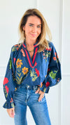 Floral Poetry Woven Top-110 Long Sleeve Tops-Umgee-Coastal Bloom Boutique, find the trendiest versions of the popular styles and looks Located in Indialantic, FL