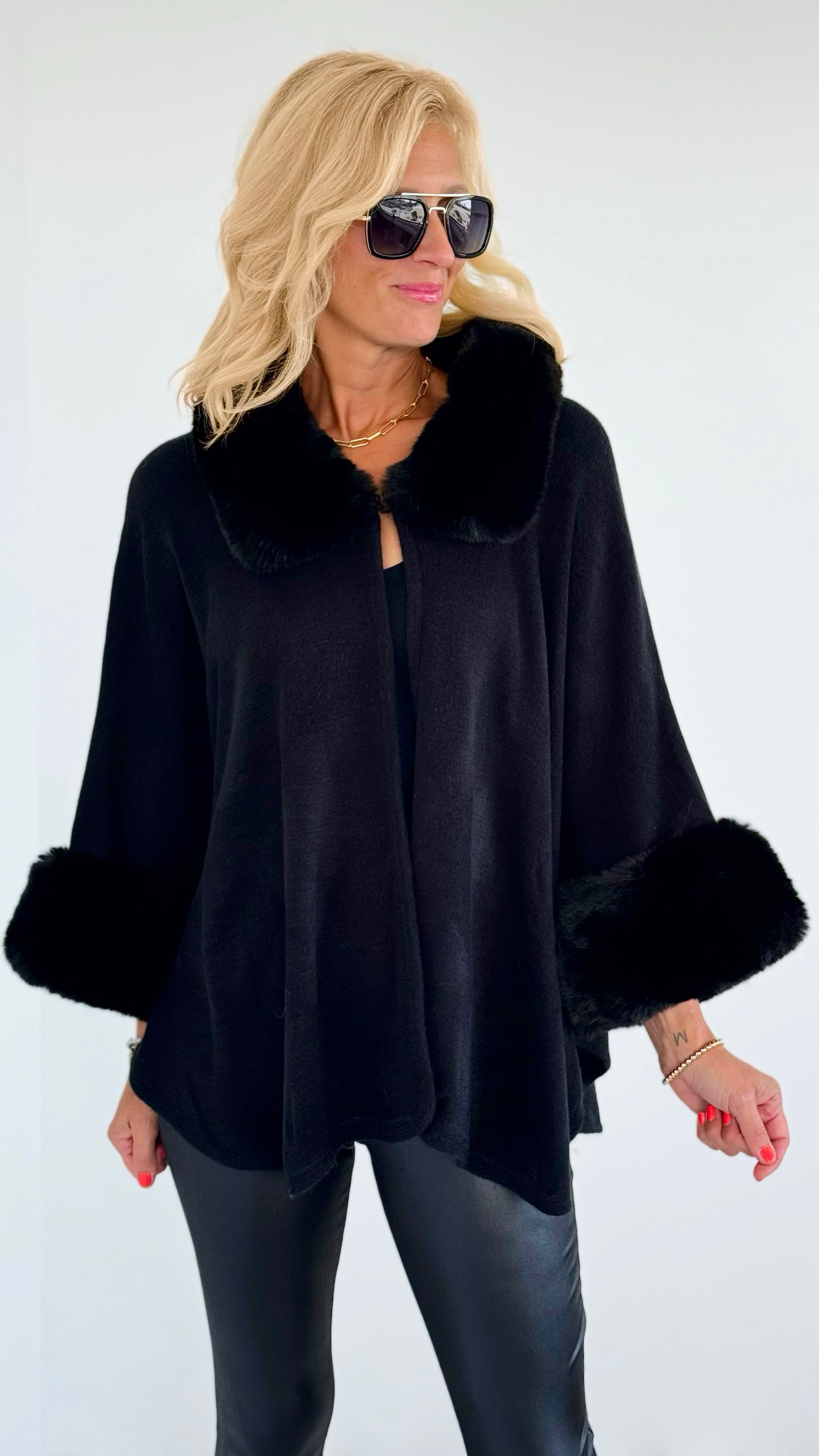 Timeless Faux Fur Coat - Black-160 Jackets-On Blue-Coastal Bloom Boutique, find the trendiest versions of the popular styles and looks Located in Indialantic, FL