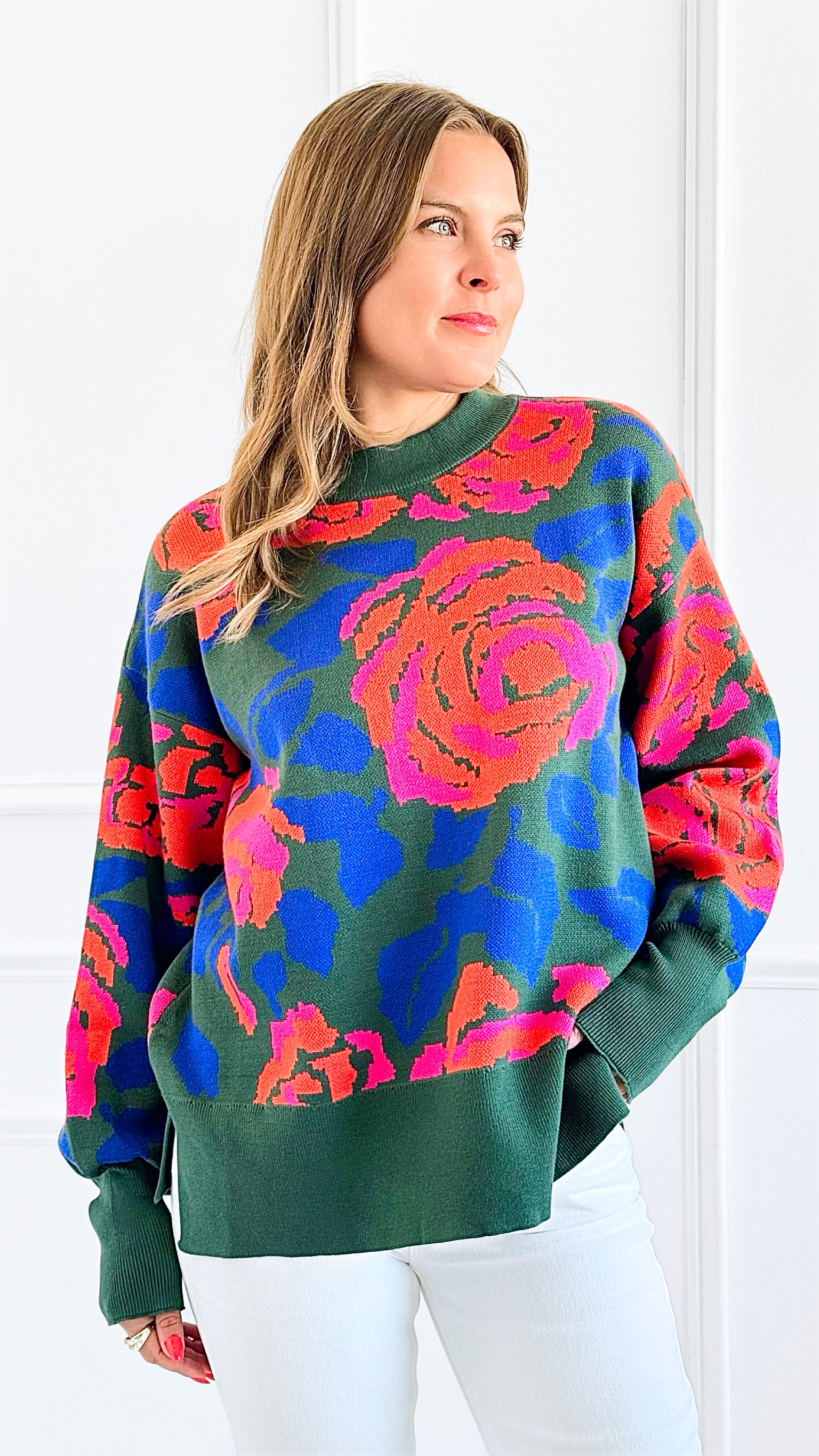 Floral Fusion Sweater-140 Sweaters-Jodifl-Coastal Bloom Boutique, find the trendiest versions of the popular styles and looks Located in Indialantic, FL