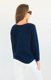 Soho Italian Boatneck Pullover - Navy-140 Sweaters-Italianissimo-Coastal Bloom Boutique, find the trendiest versions of the popular styles and looks Located in Indialantic, FL