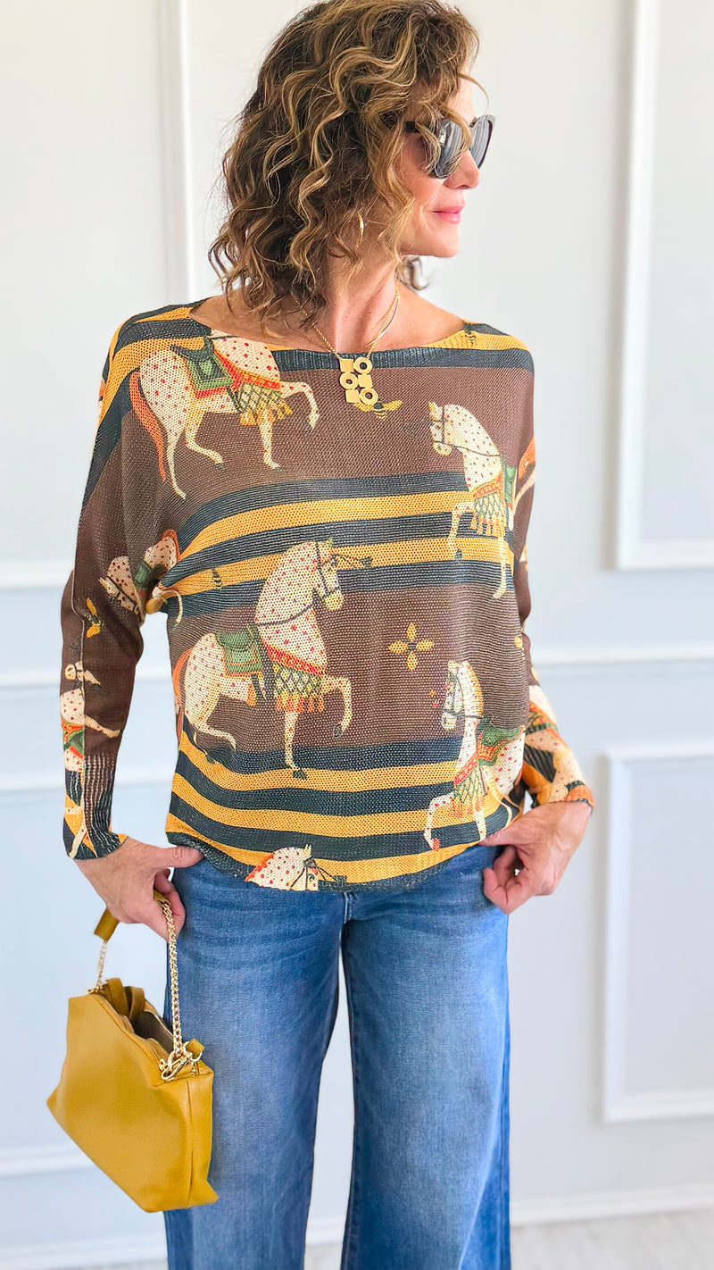 Gallop & Grace Italian St Tropez Knit- Brown-140 Sweaters-SORPRESA-Coastal Bloom Boutique, find the trendiest versions of the popular styles and looks Located in Indialantic, FL