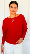 Ribbed Italian Pullover- Red-140 Sweaters-Italianissimo-Coastal Bloom Boutique, find the trendiest versions of the popular styles and looks Located in Indialantic, FL