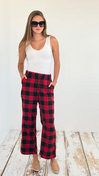 Classic Comfort Plaid Pijama Pants - Red-210 Loungewear/Sets-Love Poem-Coastal Bloom Boutique, find the trendiest versions of the popular styles and looks Located in Indialantic, FL