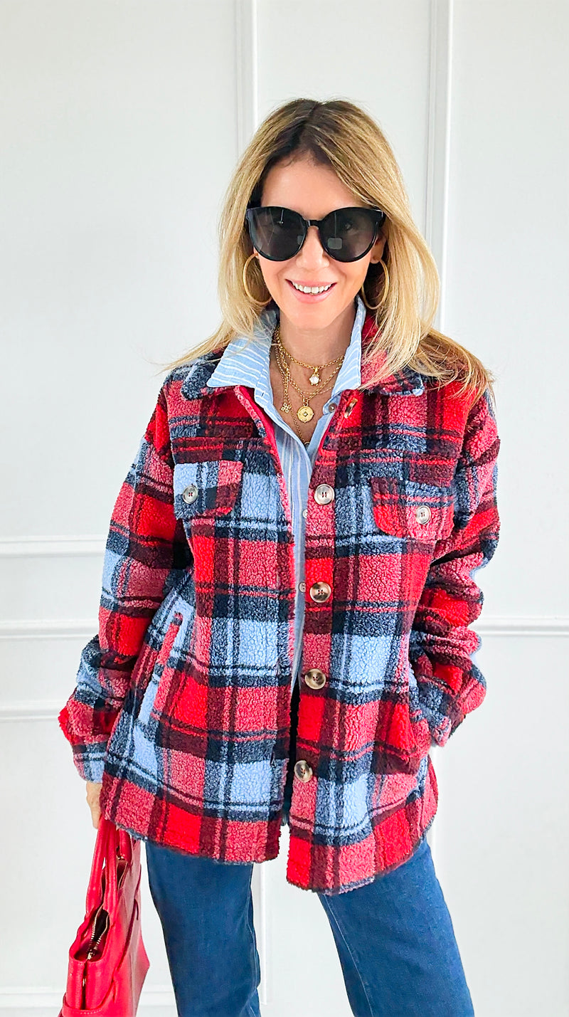 Northern Lights Plaid Shacket-160 Jackets-mystree-Coastal Bloom Boutique, find the trendiest versions of the popular styles and looks Located in Indialantic, FL