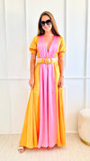 Color Block Belted Maxi Dress-200 Dresses/Jumpsuits/Rompers-Rousseau-Coastal Bloom Boutique, find the trendiest versions of the popular styles and looks Located in Indialantic, FL