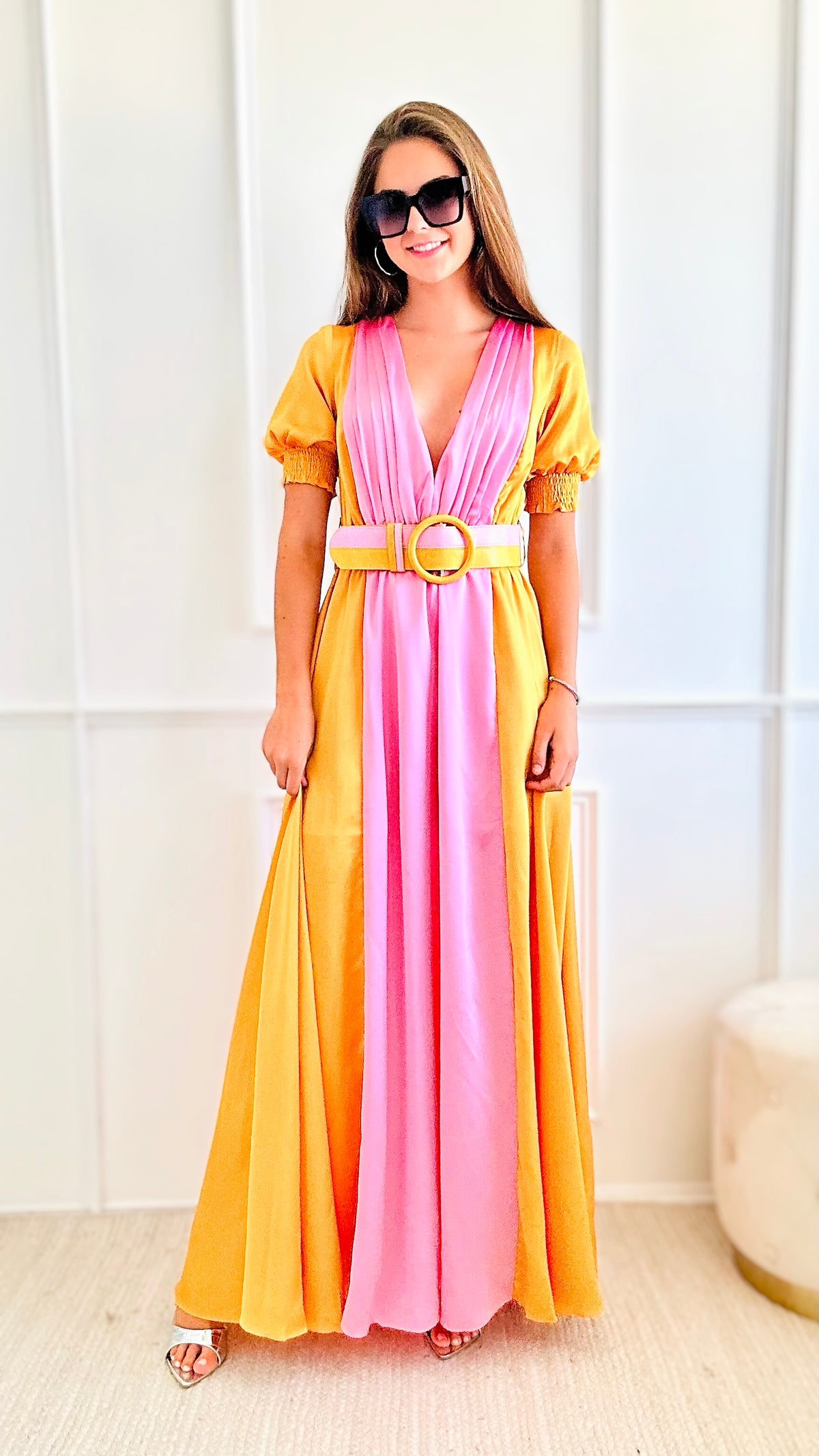 Color Block Belted Maxi Dress-200 Dresses/Jumpsuits/Rompers-Rousseau-Coastal Bloom Boutique, find the trendiest versions of the popular styles and looks Located in Indialantic, FL