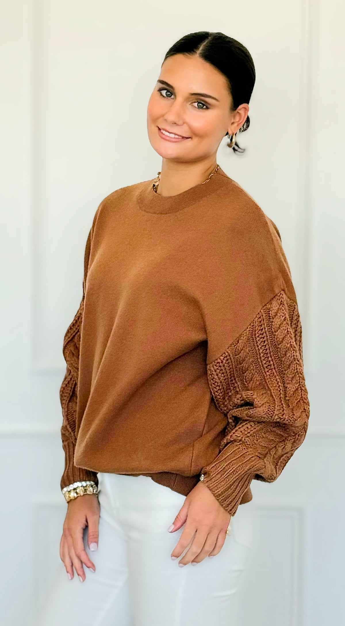 Fireside Sonata Sweater - Deep Camel-140 Sweaters-Zenana-Coastal Bloom Boutique, find the trendiest versions of the popular styles and looks Located in Indialantic, FL
