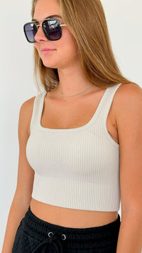 Ribbed Seamless Bra Top - Sand Beige-220 Intimates-Zenana-Coastal Bloom Boutique, find the trendiest versions of the popular styles and looks Located in Indialantic, FL