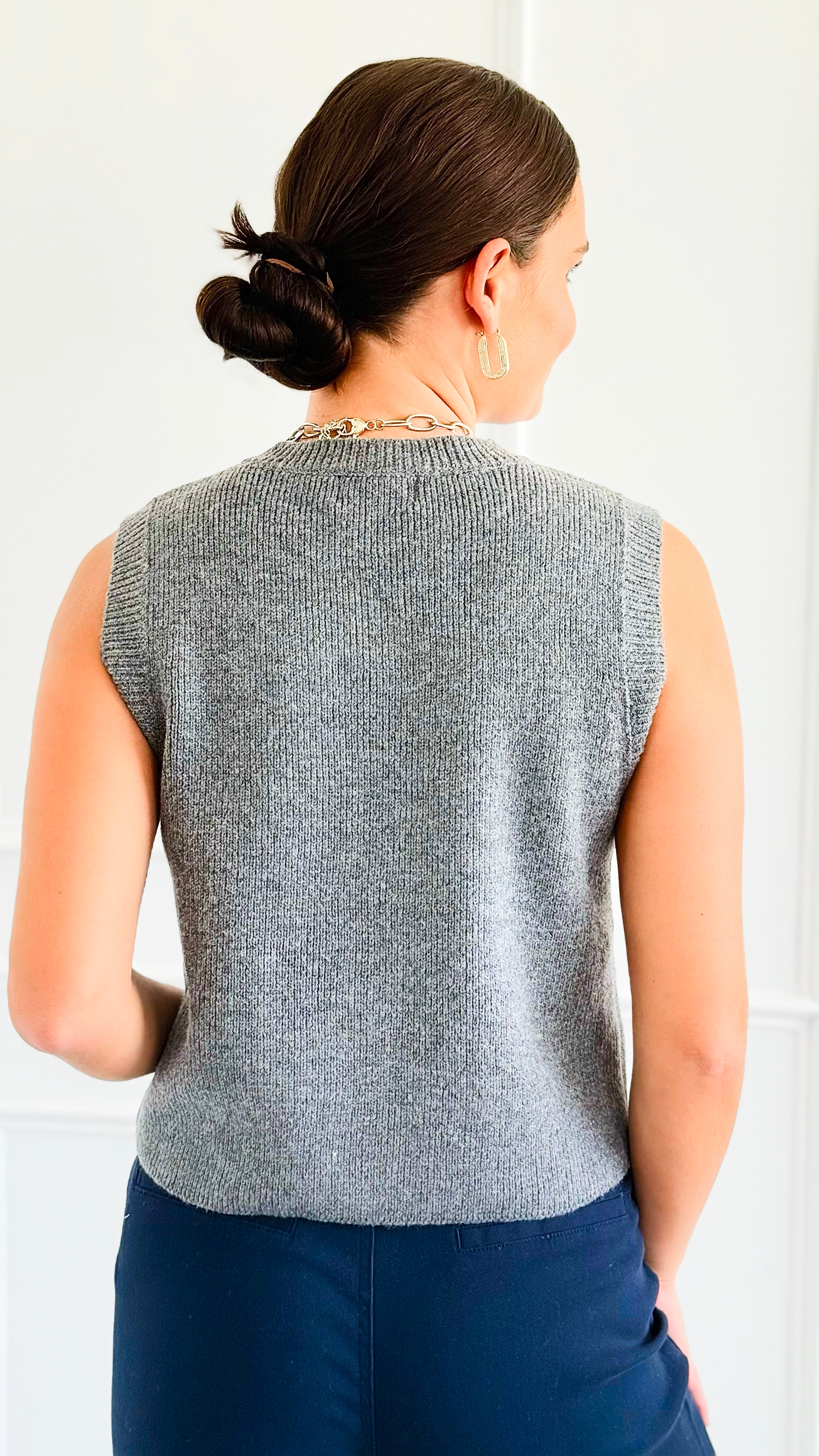Shielded Charm Sweater Vest- Heather Grey-140 Sweaters-Be Cool-Coastal Bloom Boutique, find the trendiest versions of the popular styles and looks Located in Indialantic, FL