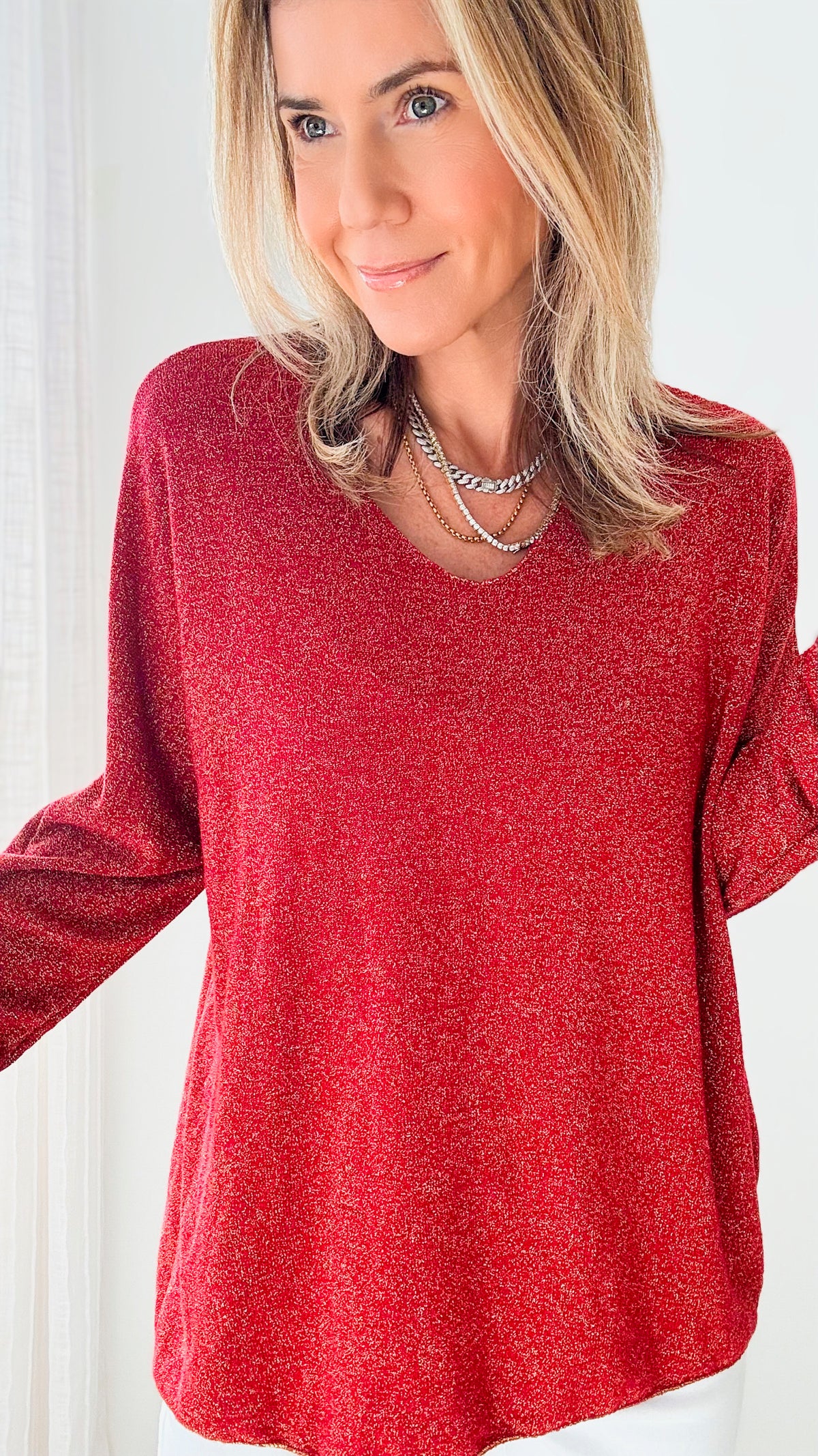 Shimmer Love Italian Pullover - Rust Red-Germany-Coastal Bloom Boutique, find the trendiest versions of the popular styles and looks Located in Indialantic, FL