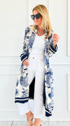 Adorable Italian Long Jacket- Navy-160 Jackets-K2-Coastal Bloom Boutique, find the trendiest versions of the popular styles and looks Located in Indialantic, FL