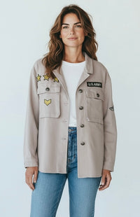 Military Inspired Twill Jacket-160 Jackets-V SKY-Coastal Bloom Boutique, find the trendiest versions of the popular styles and looks Located in Indialantic, FL
