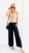 Cotton Candy Ease Wide Leg Pant - Black-170 Bottoms-Zenana-Coastal Bloom Boutique, find the trendiest versions of the popular styles and looks Located in Indialantic, FL