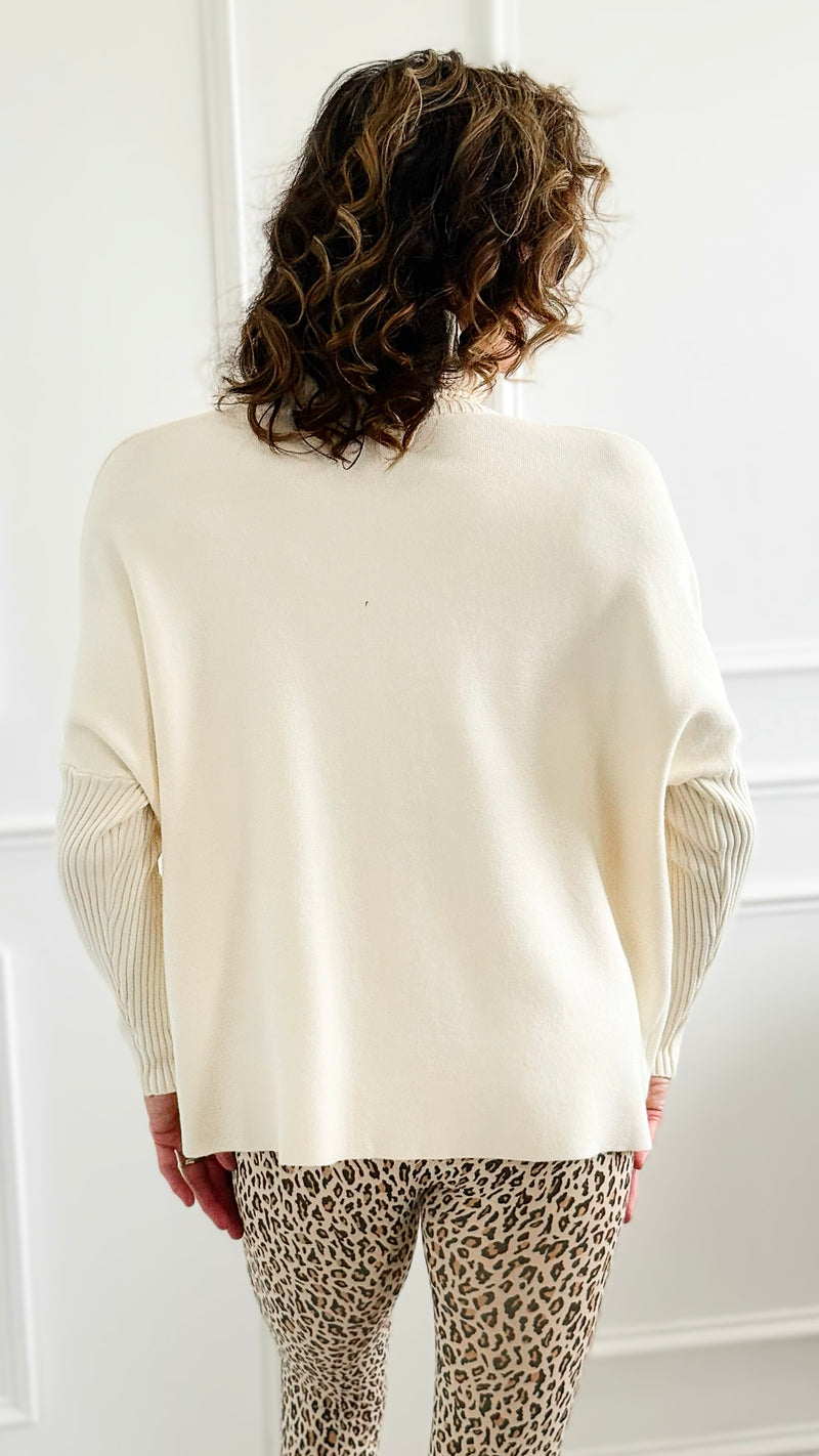 Luxe Turtle Neck Drop Shoulder Sweater-140 Sweaters-Z STUDIO-Coastal Bloom Boutique, find the trendiest versions of the popular styles and looks Located in Indialantic, FL