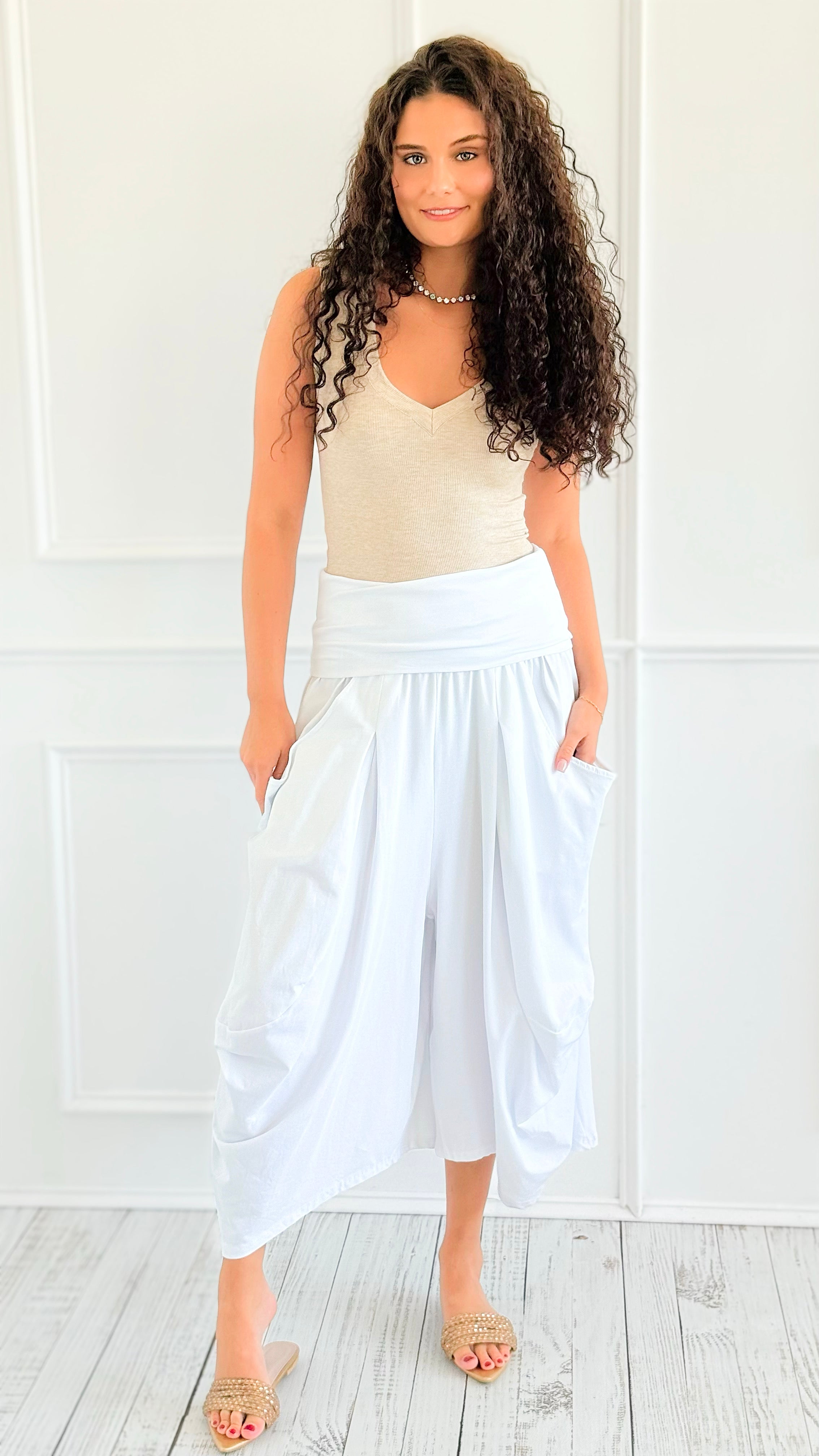 Lounge Nomad Italian Pant- White-100 Pants-CLEAR S/ SENORITA C-Coastal Bloom Boutique, find the trendiest versions of the popular styles and looks Located in Indialantic, FL