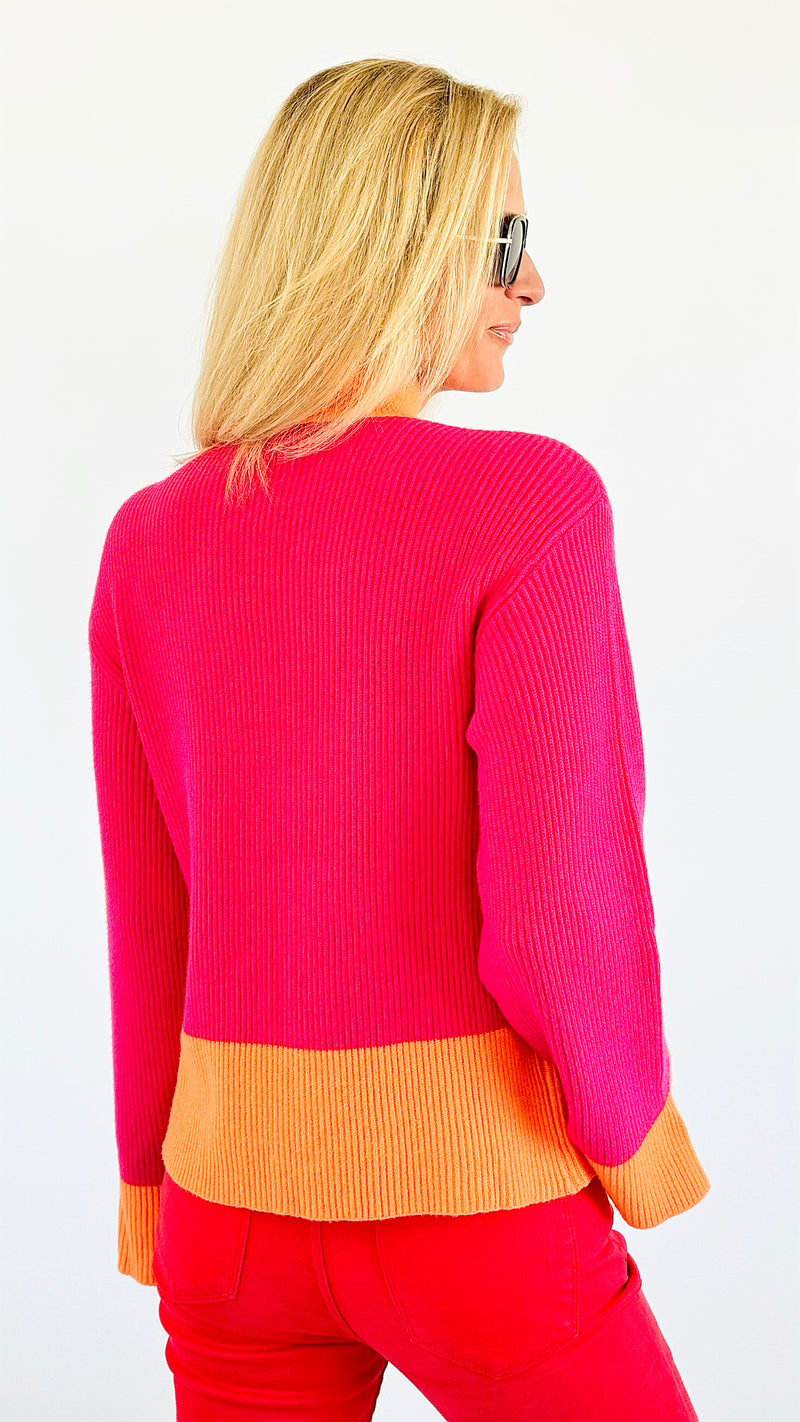 Colorblock Mock neck Sweater-130 Long sleeve top-SUGARLIPS-Coastal Bloom Boutique, find the trendiest versions of the popular styles and looks Located in Indialantic, FL